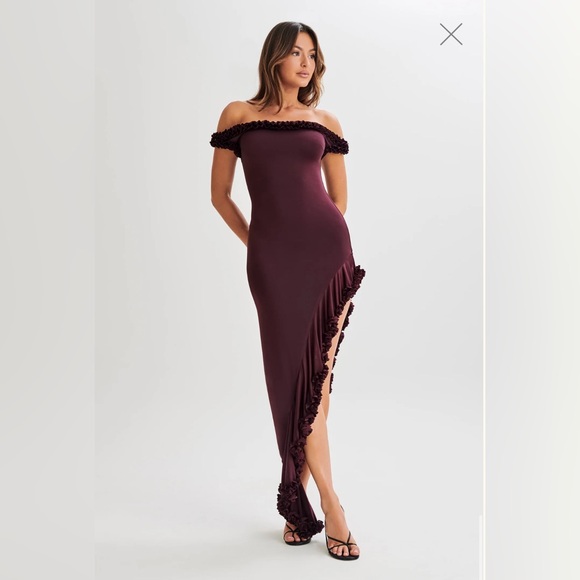 Meshki Arielle Off The Shoulder Dress in Plum NWT - Picture 10 of 11